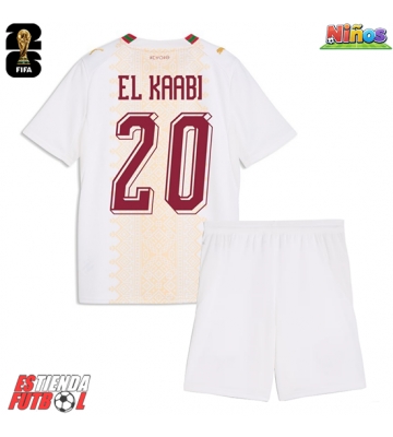 Marruecos Ayoub El Kaabi #20 Segunda Equipación Niños Mundial 2026 Manga Corta (+ Pantalones cortos)